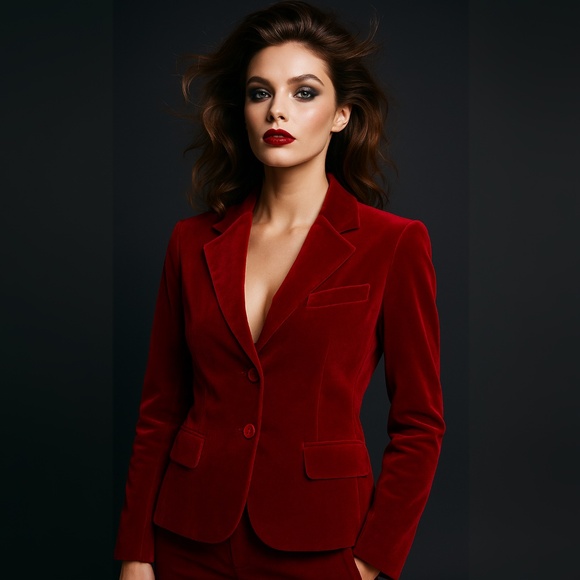 David Loren Red Velvet Blazer – Size 8 - Picture 1 of 7